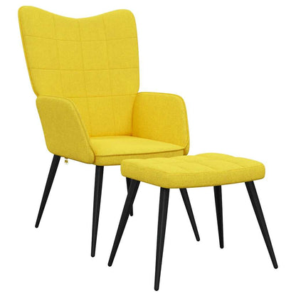 Sedia Relax con Sgabello Giallo Senape in Tessuto - homemem39