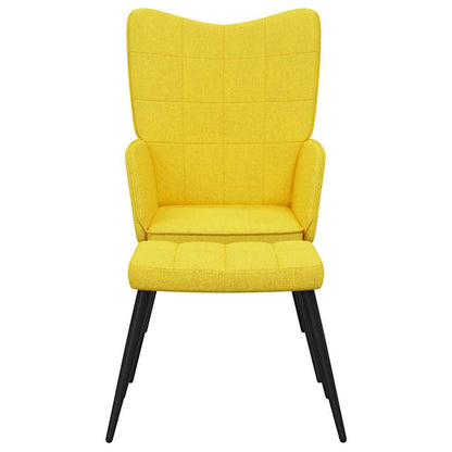 Sedia Relax con Sgabello Giallo Senape in Tessuto - homemem39