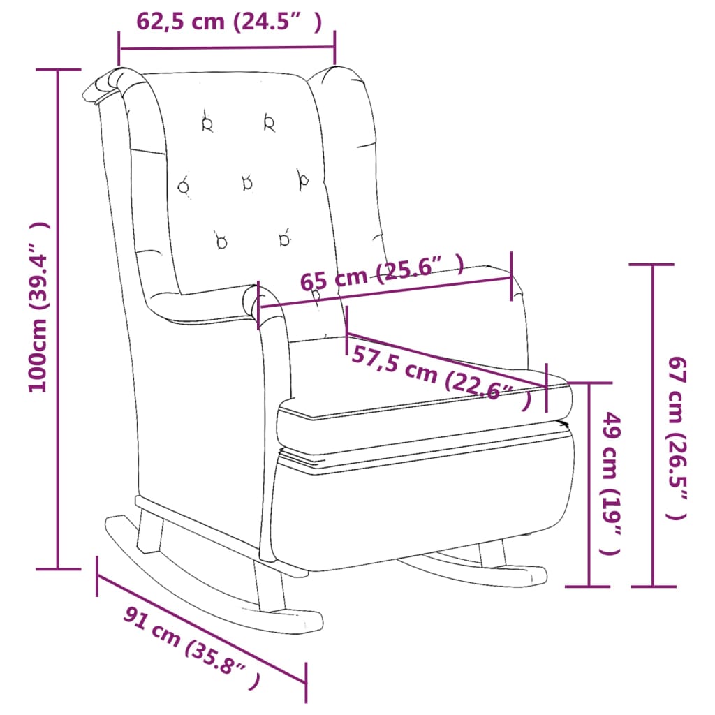 Poltrona Gambe a Dondolo Legno di Hevea Grigio Scuro in Tessuto - homemem39