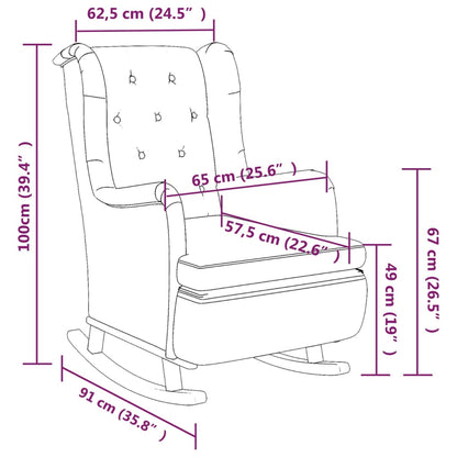 Poltrona Gambe a Dondolo Legno di Hevea Grigio Scuro in Tessuto - homemem39