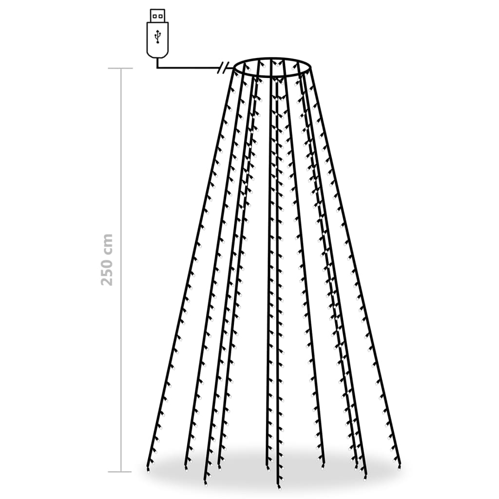 Rete di Luce per Albero di Natale 250 LED Bianco Freddo 250 cm