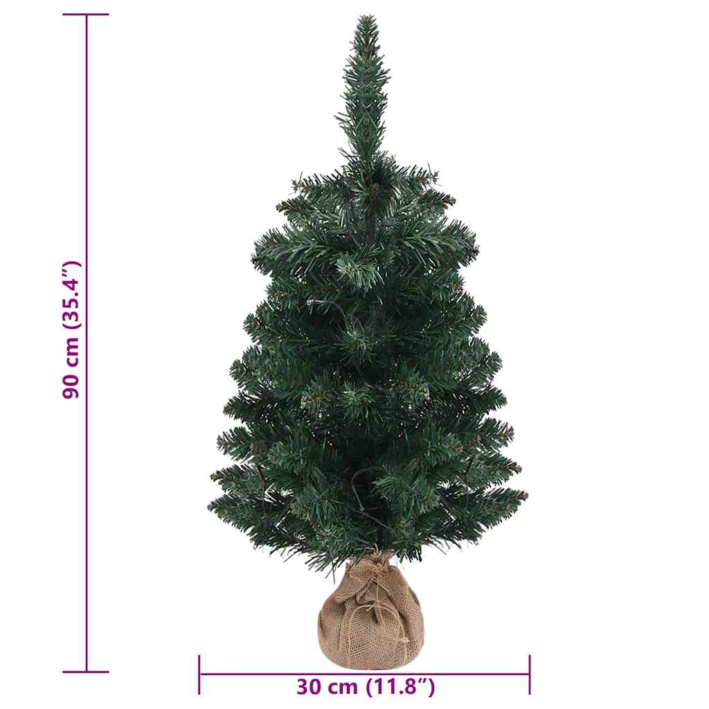 Albero di Natale Preilluminato con Supporto Verde 90 cm in PVC - homemem39