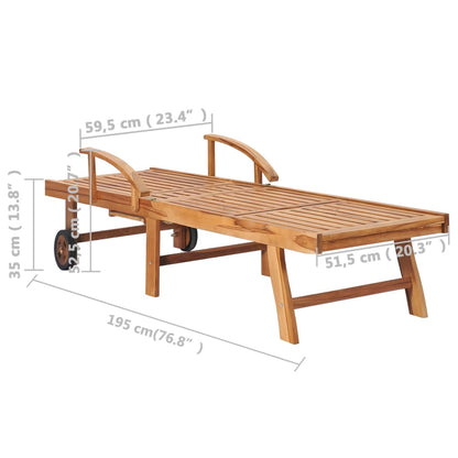 Lettini Prendisole 2 pz con Tavolo e Cuscino Massello di Teak - homemem39