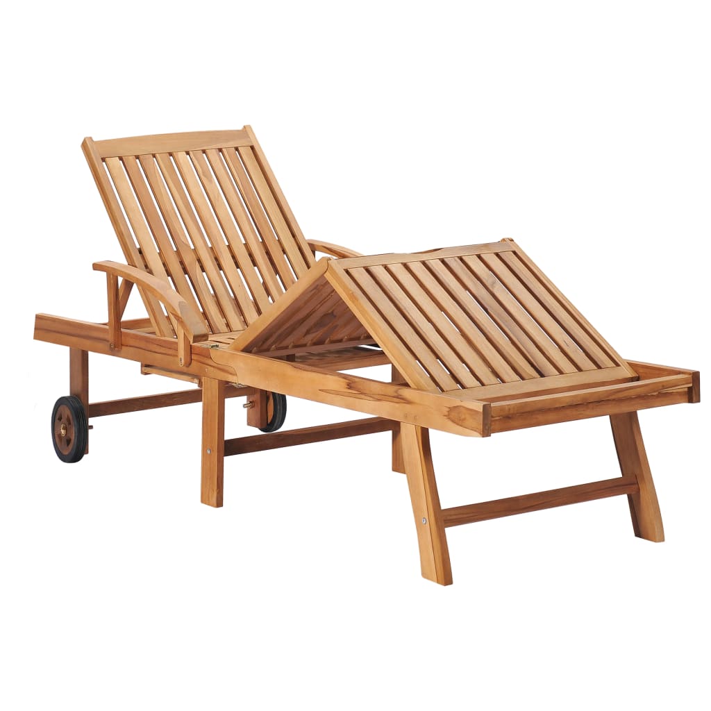 Lettini Prendisole 2 pz con Tavolo e Cuscino Massello di Teak - homemem39