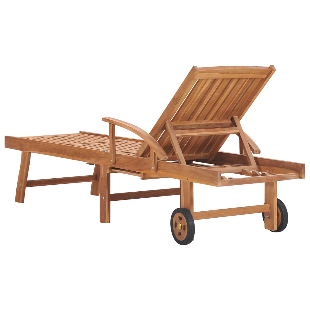 Lettini Prendisole 2 pz con Tavolo e Cuscino Antracite in Teak - homemem39