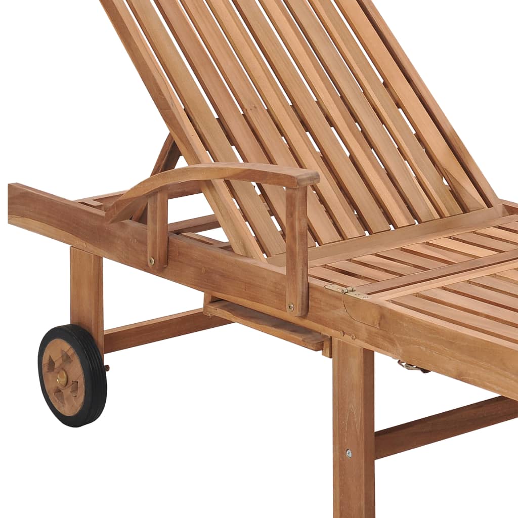 Lettini Prendisole 2 pz con Tavolo e Cuscino Antracite in Teak - homemem39