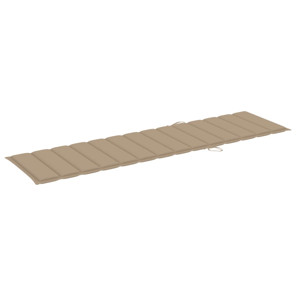 Lettini Prendisole 2 pz con Tavolo e Cuscino Beige in Teak - homemem39