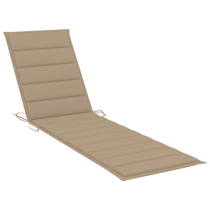 Lettini Prendisole 2 pz con Tavolo e Cuscino Beige in Teak - homemem39