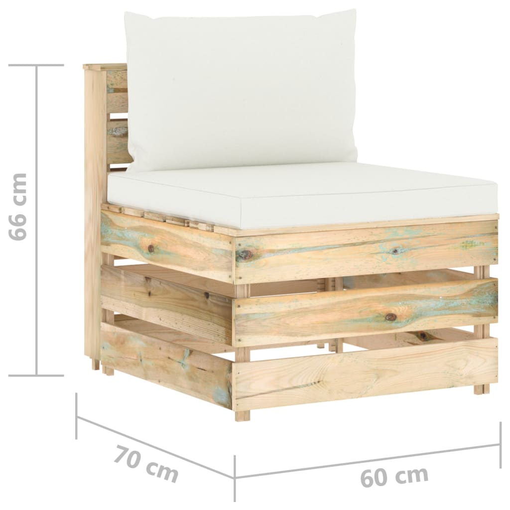 Divano Centrale Modulare con Cuscini in Legno Impregnato Verde - homemem39