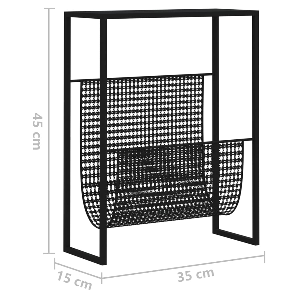 Portariviste Nero 35x15x45 cm in Acciaio - homemem39