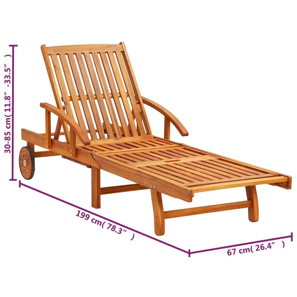 Sdraio 2 pz con Cuscini in Legno Massello di Acacia - homemem39