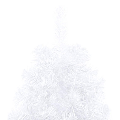 Set Albero Natale Artificiale a Metà LED Palline Bianco 210cm