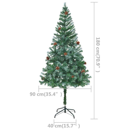 Albero di Natale Preilluminato con Palline e Pigne 180 cm