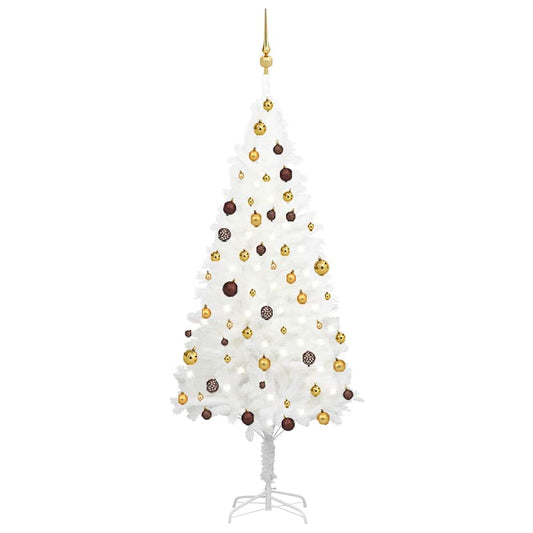 Albero di Natale Preilluminato con Palline Bianco 180 cm