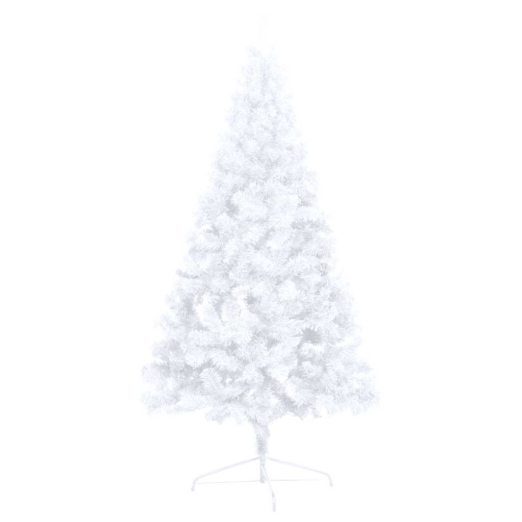 Albero di Natale a Metà Preilluminato con Palline Bianco 150 cm - homemem39