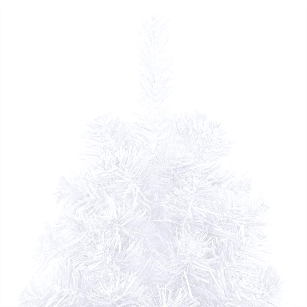 Albero di Natale a Metà Preilluminato con Palline Bianco 150 cm - homemem39