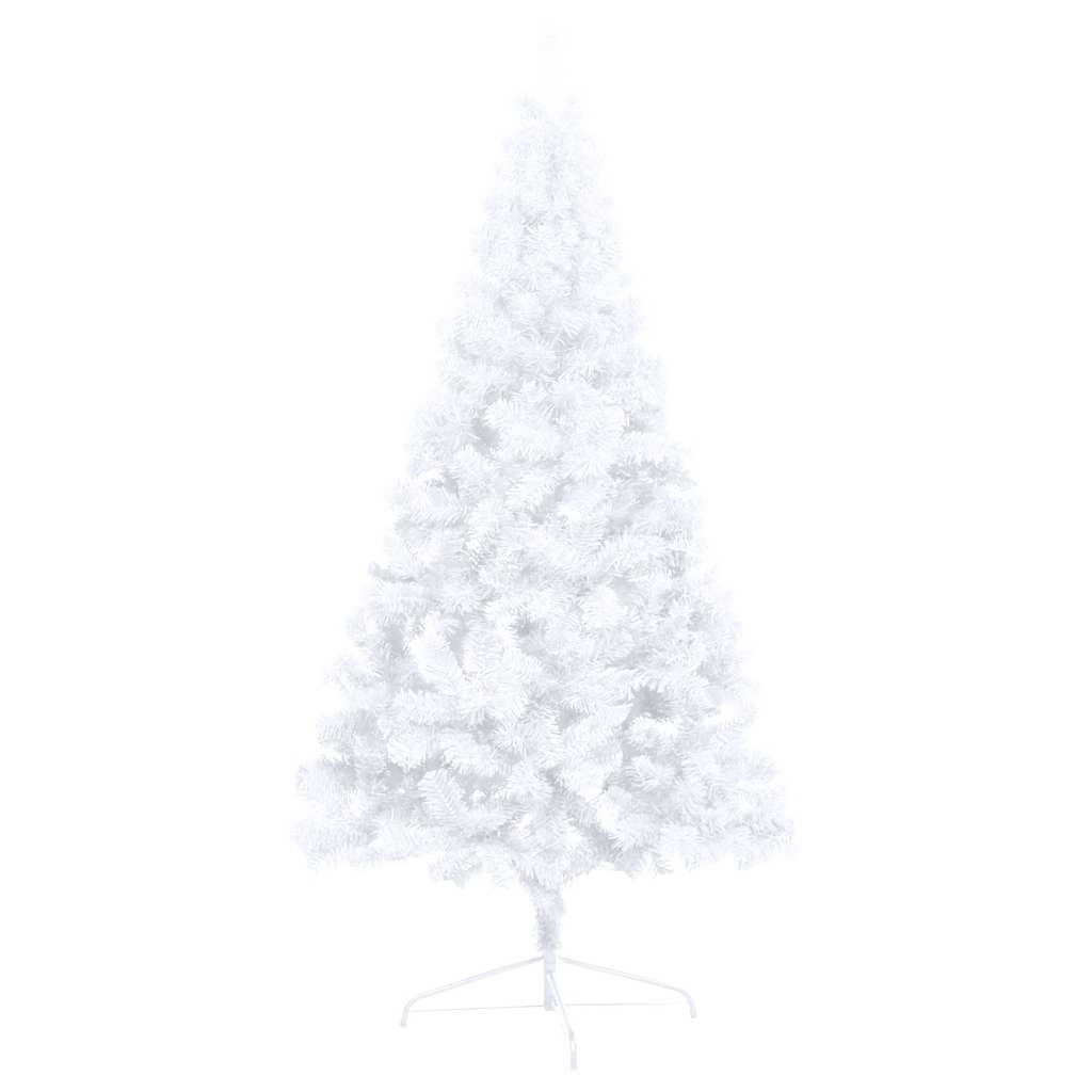 Albero di Natale a Metà Preilluminato con Palline Bianco 210 cm - homemem39