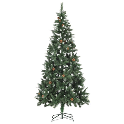 Albero di Natale Artificiale Preilluminato con Pigne 210 cm