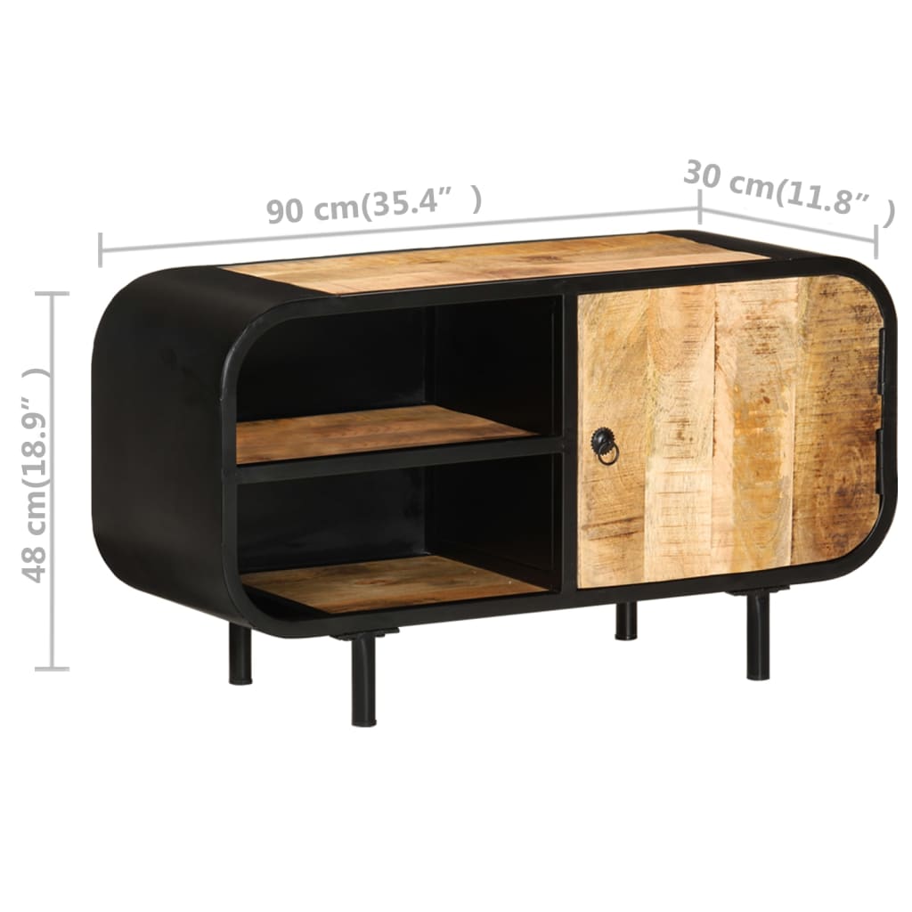 Mobile Porta TV 90x30x48 cm in Legno di Mango Grezzo - homemem39