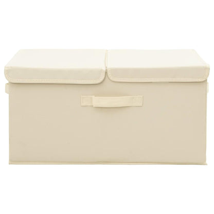 Scatole Portaoggetti 2pz in Tessuto 50x30x25 cm Crema - homemem39