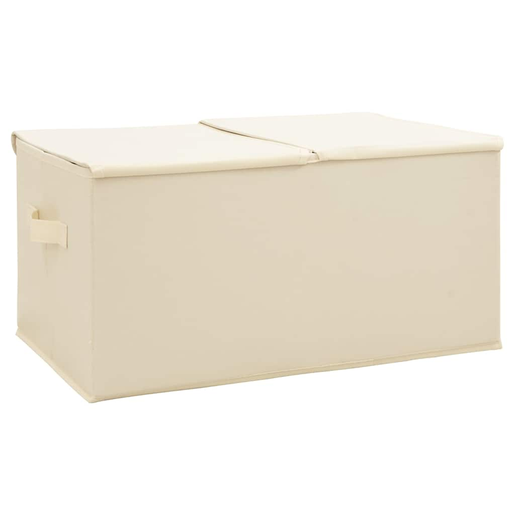 Scatole Portaoggetti 2pz in Tessuto 50x30x25 cm Crema - homemem39