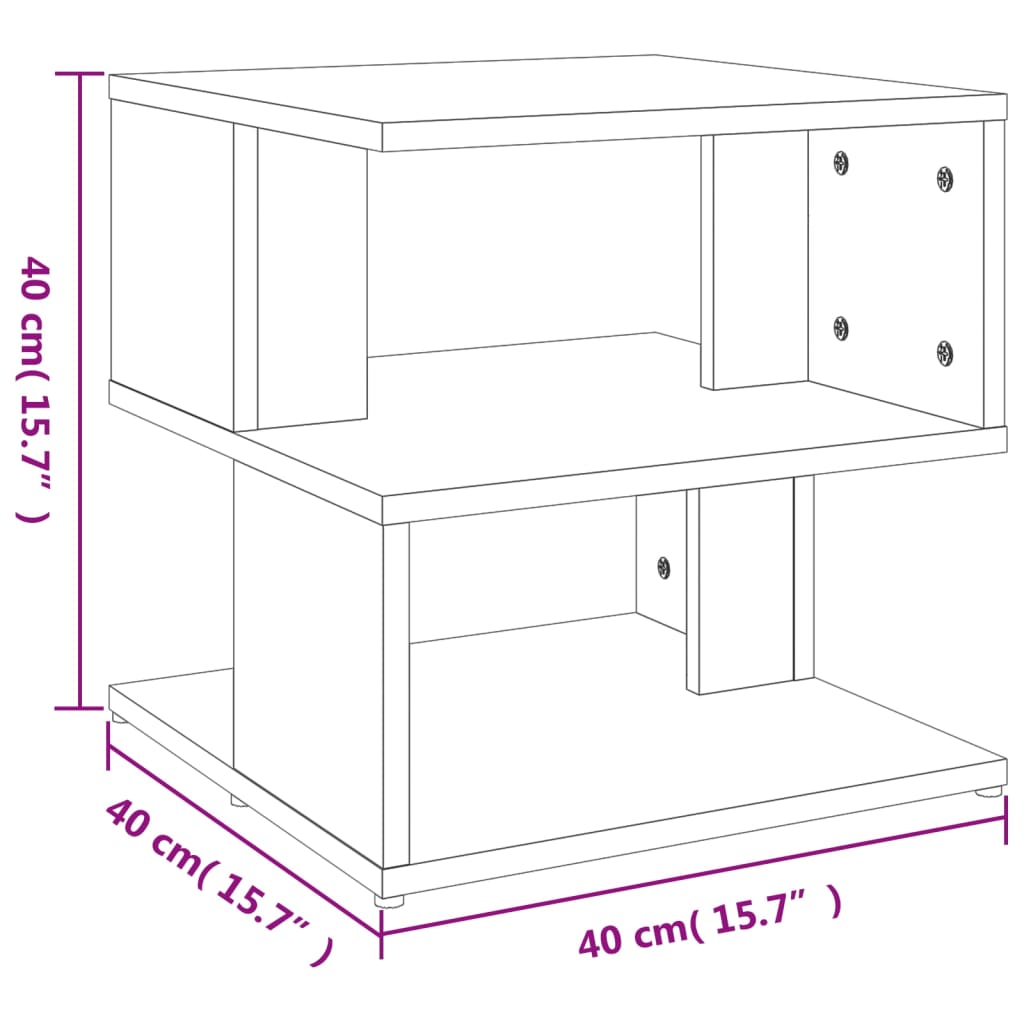 Tavolino Grigio Cemento 40x40x40 cm in Legno Multistrato - homemem39