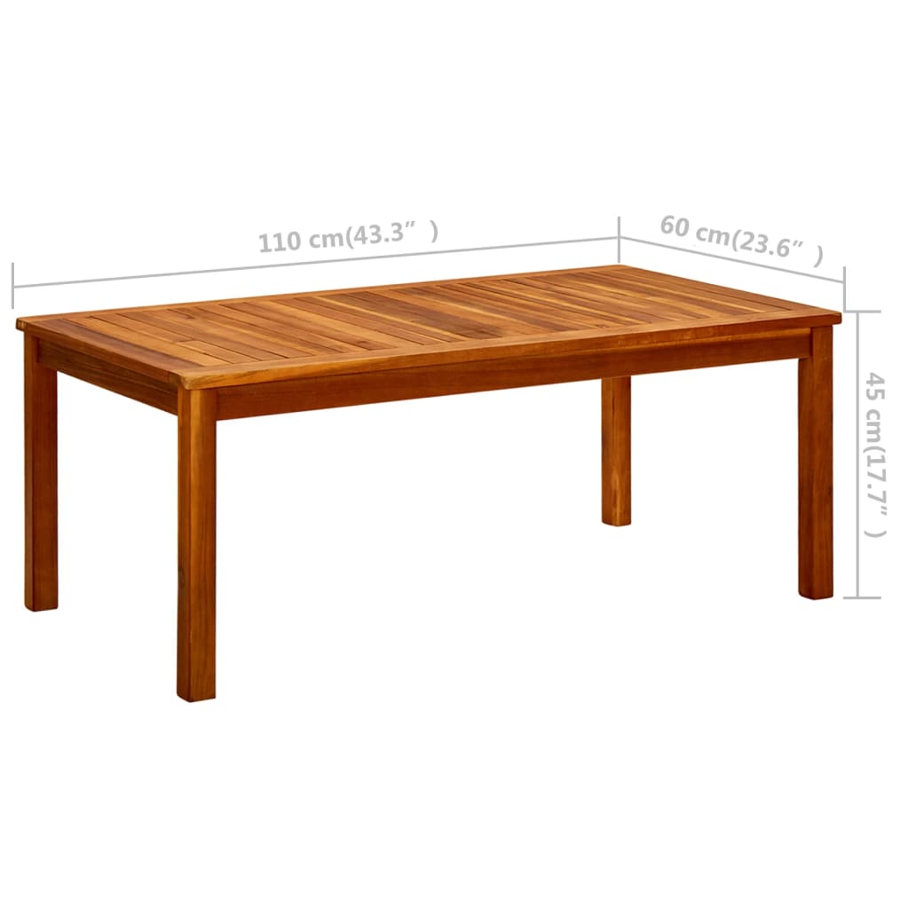 Tavolino da Giardino 110x60x45 cm in Legno Massello di Acacia - homemem39