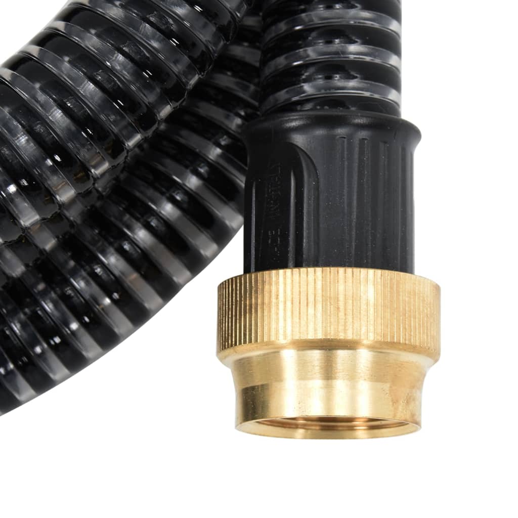 Tubo di Aspirazione con Raccordi in Ottone Nero 1,1" 15 m PVC