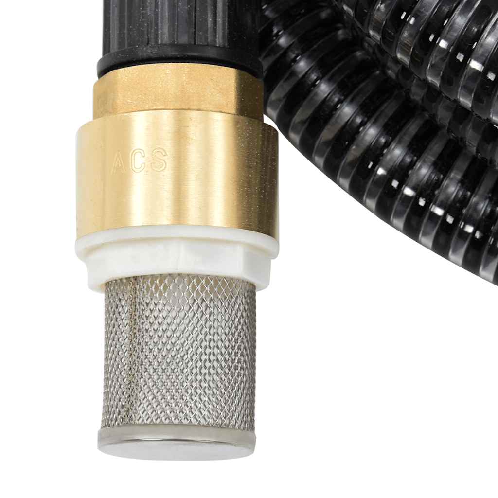 Tubo di Aspirazione con Raccordi in Ottone Nero 1,1" 15 m PVC