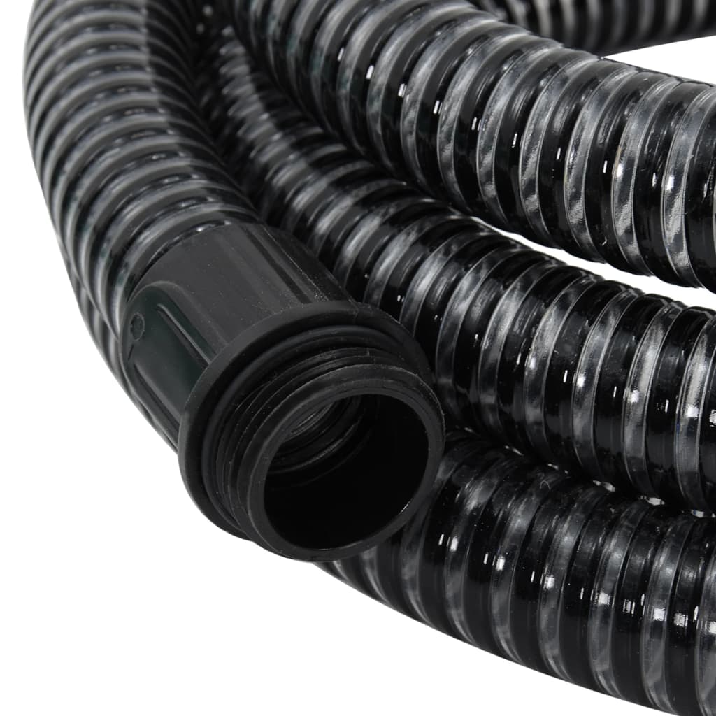 Tubo di Aspirazione con Raccordi in Ottone Nero 1,1" 15 m PVC