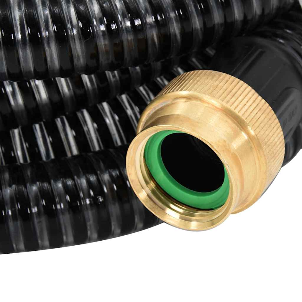 Tubo di Aspirazione con Raccordi in Ottone Nero 1,1" 15 m PVC