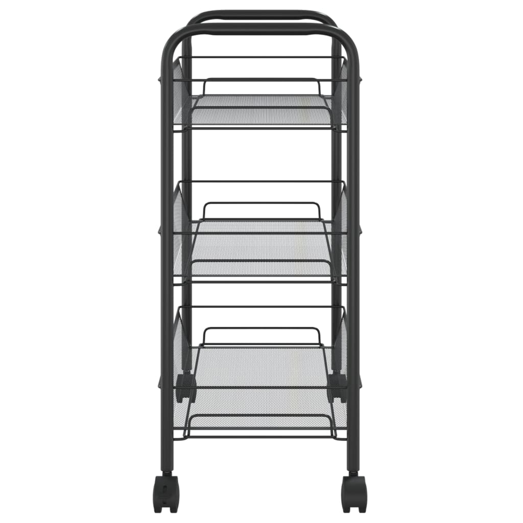 Carrello da Cucina con 3 Ripiani Nero 46x26x64 cm in Ferro - homemem39