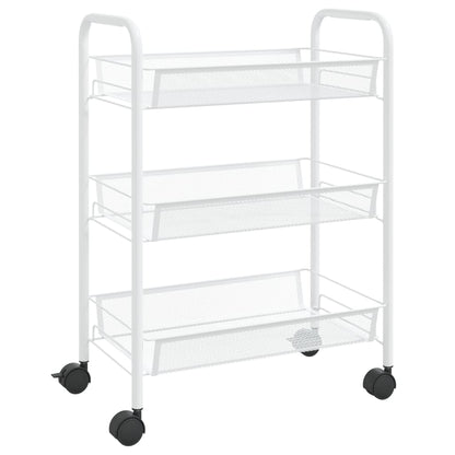 Carrello da Cucina con 3 Ripiani Bianco 46x26x64 cm in Ferro