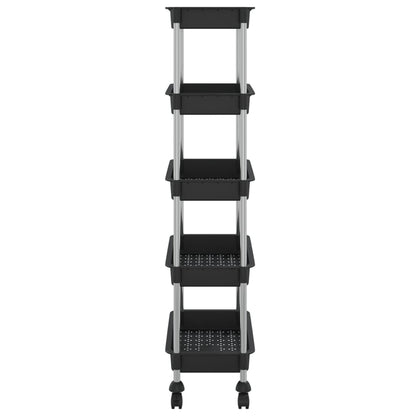 Carrello da Cucina 5 Ripiani Nero 42x29x128 cm Ferro e ABS - homemem39