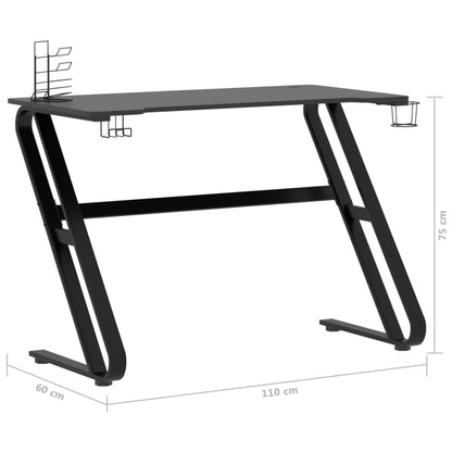 Scrivania da Gaming con Gambe a ZZ Nera 110x60x75 cm - homemem39