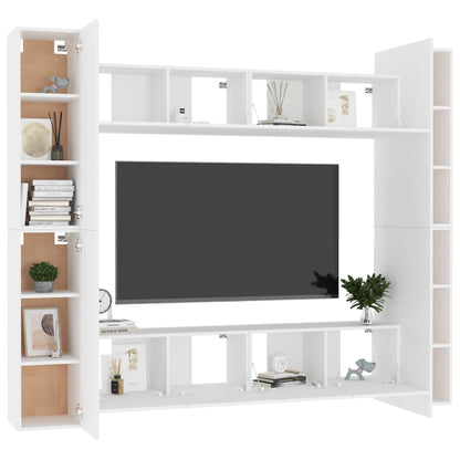 Set Mobili Porta TV 8 pz Bianco in Legno Multistrato