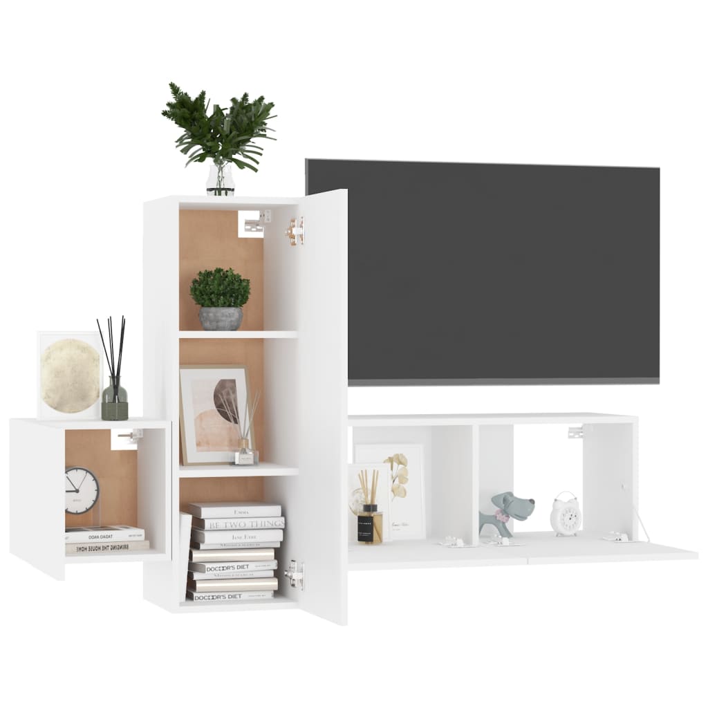 Set di Mobili Porta TV 3 pz Bianco in Legno Multistrato - homemem39