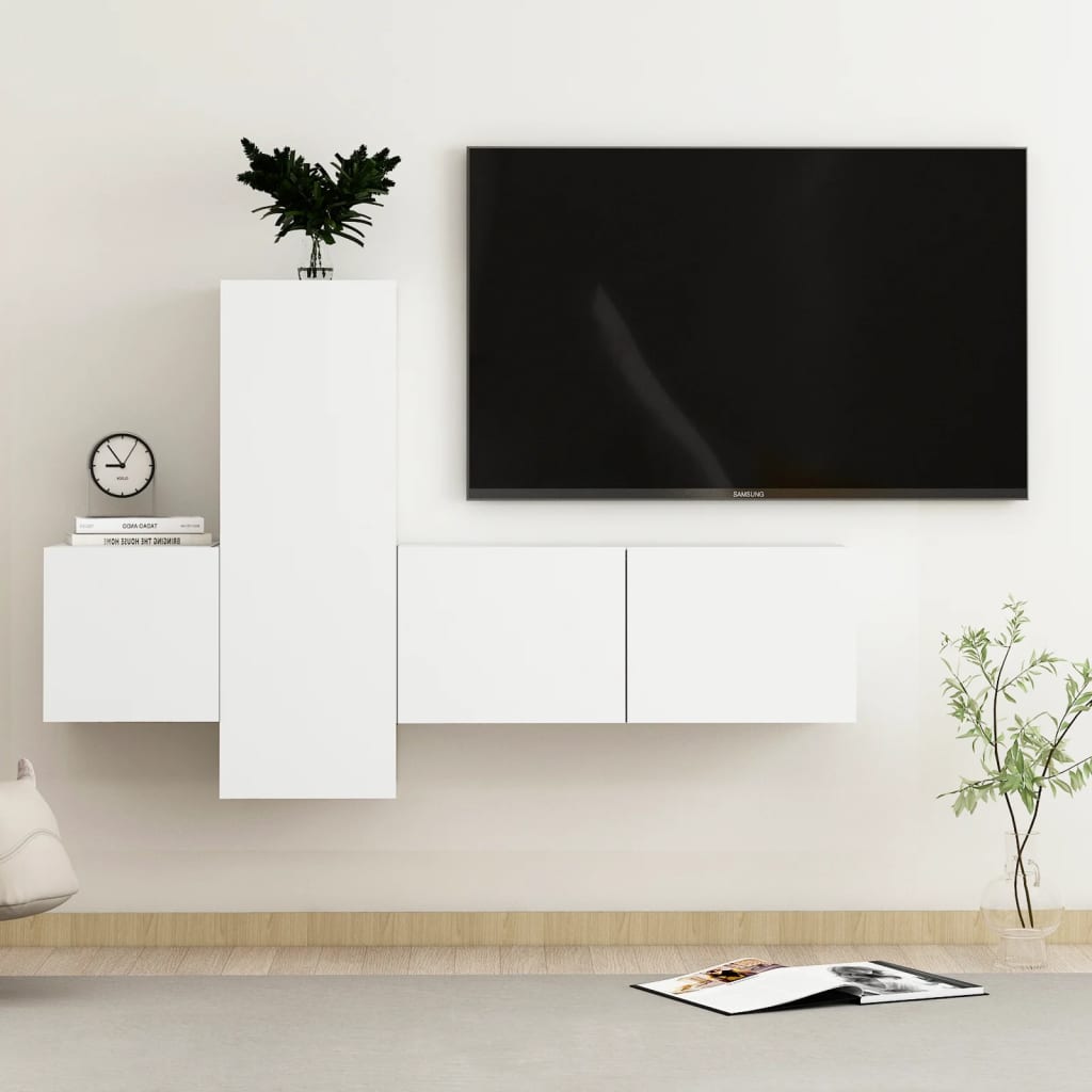 Set di Mobili Porta TV 3 pz Bianco in Legno Multistrato - homemem39