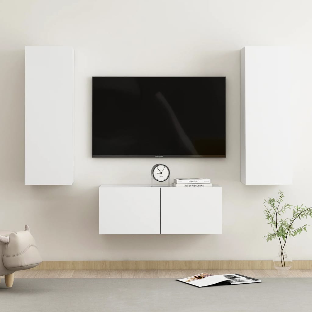 Set Mobili Porta TV 3 pz Bianco in Legno Multistrato - homemem39