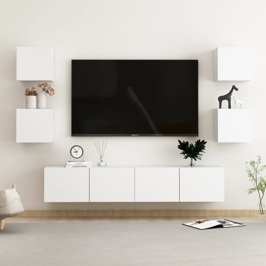 Set Mobili Porta TV 6 pz Bianco in Legno Multistrato - homemem39