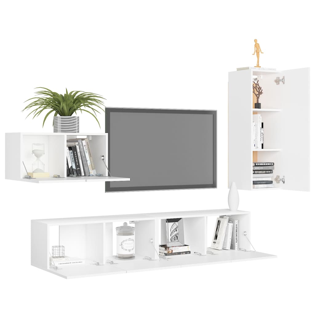 Set Mobili Porta TV 4 pz Bianco in Legno Multistrato - homemem39