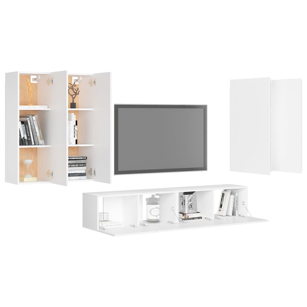 Set Mobili Porta TV 6 pz Bianco in Legno Multistrato