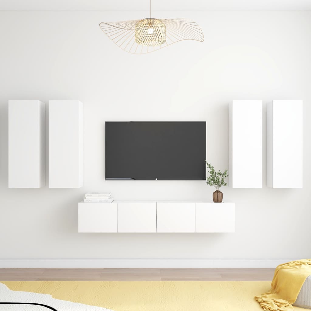 Set Mobili Porta TV 6 pz Bianco in Legno Multistrato - homemem39