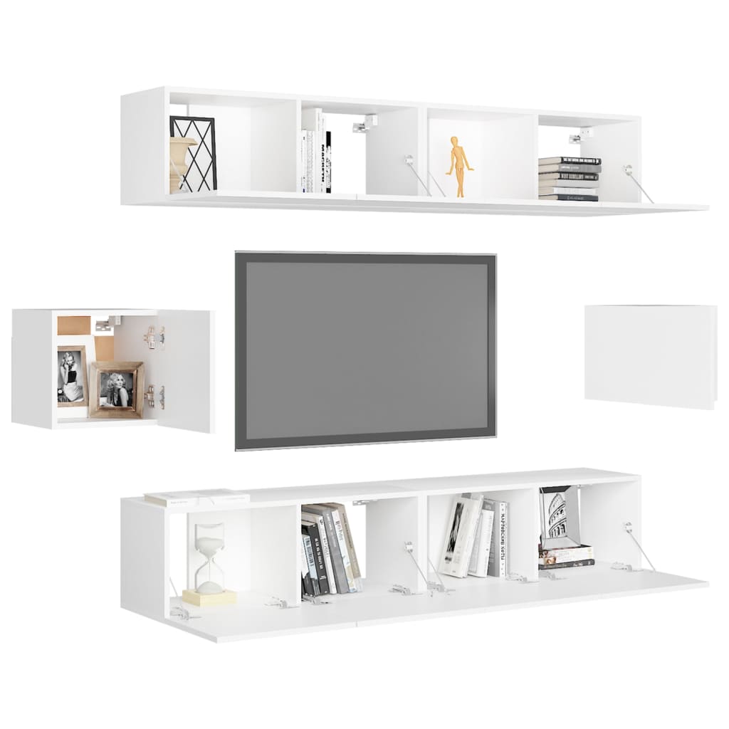 Set Mobili Porta TV 6 pz Bianco in Legno Multistrato - homemem39