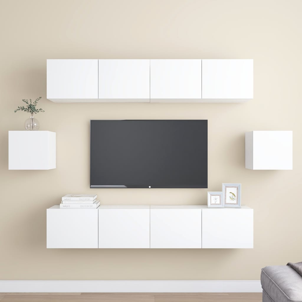 Set Mobili Porta TV 6 pz Bianco in Legno Multistrato - homemem39