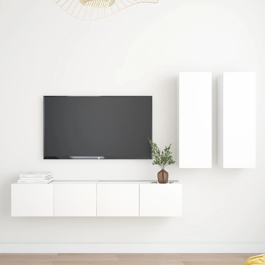 Set Mobili Porta TV 4 pz Bianco in Legno Multistrato - homemem39