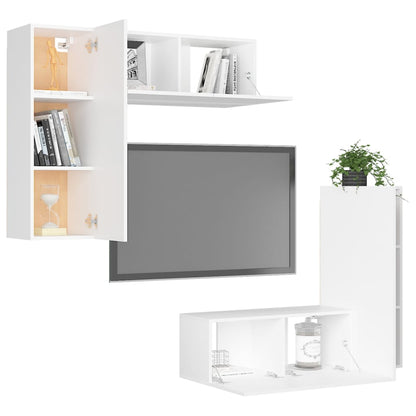 Set Mobili Porta TV 4 pz Bianco in Legno Multistrato - homemem39