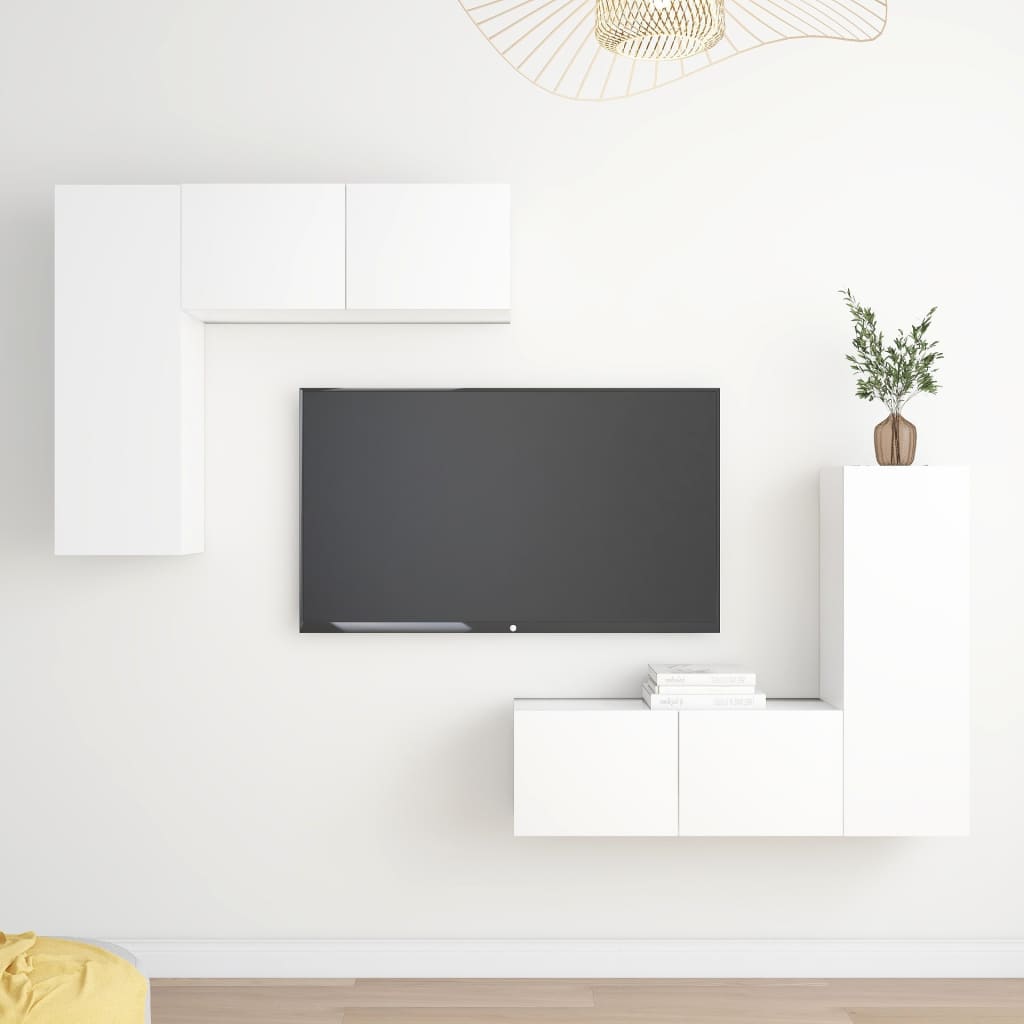 Set Mobili Porta TV 4 pz Bianco in Legno Multistrato - homemem39