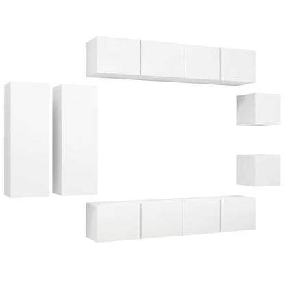 Set Mobili Porta TV 8 pz Bianco in Legno Multistrato