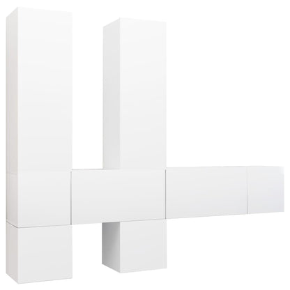 Set Mobili Porta TV 7 pz Bianco in Legno Multistrato